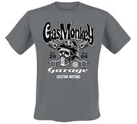 Gas Monkey Garage Custom Motors Skull Hombre Camiseta Gris XL 100% algodón Vorne Bedruckt Regular