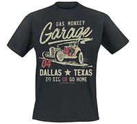 Gas Monkey Garage Go Big Or Go Home Hombre Camiseta Negro 4XL, 100% algodón, Regular