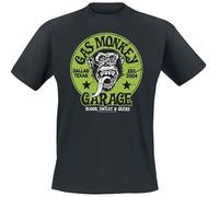 Gas Monkey Garage Green Logo Hombre Camiseta Negro XXL 100% algodón Regular