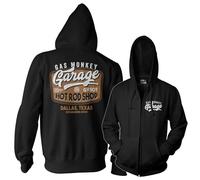 Gas Monkey Garage Licenciado Oficialmente Rusty Hot Rod Sudadera con Capucha con Cremallera (Negro), Small