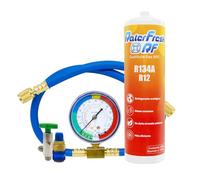 Gas Refrigerante Organico para Aire Acondicionado Coche Ralerfresh RF equivalente a 1000gr sustituto de los gases R134a y R12 (Botella + Manometro con manguera + 1 Conector)