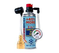 gas refrigerante r1234yf para coche, gas para aire acondicionado R1234yf - 1 lata 3en1 R1234yf refrigerante 235 g con manguera de presión integrada con manómetro y adaptador