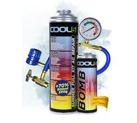 gas refrigerante r134a, r134a gas refrigerante coche para coches 1995-2016, recambio de refrigerante R134a con aceite, COOL5 5en1 + Manguera de presión con manómetro + Bomba de refresco + APC 500ml