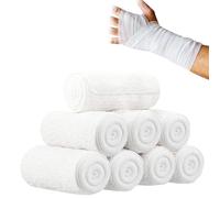 Gasa Enrollada Elástica - 8 Rollos de Vendaje de Gasa - 4 Pulgadas x 5 Yardas - Absorbente y Transpirable - Para Cuidado de Heridas y Primeros Auxilios