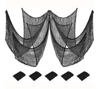 Gasa espeluznante de halloween, tela decorativa de 8 colores, 183 cm, para casa embrujada, fiesta de halloween, cortinas de entrada, gasa para ventanas, decoración exterior de puerta (negro)