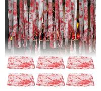 Gasa Sangrienta para Halloween, Decoración Halloween, Paño De Sangre, Tela con Sangre Aterradora para Fiestas, Decoración para Decoración De Casas Encantadas, Terrazas Y Jardines, 6 Piezas