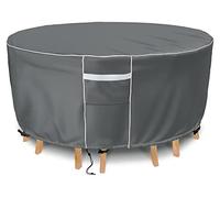 Gasadar Fundas impermeables para muebles de patio, funda redonda para muebles de exterior, mesa de patio 600D resistente y 6 sillas, fundas de protección para todo tipo de clima para juego de mesa al