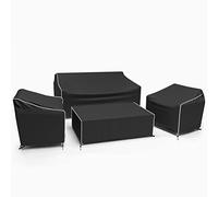 Gasadar Juego de 4 fundas impermeables para muebles de jardín, color negro | 4 fundas impermeables para muebles de exterior para mesa de café, silla y sofá biplaza, resistente 600D, color negro