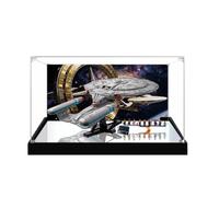 Gase acrílico transparente para Le-go 10356 modelo Star Trek, caja transparente, caja de almacenamiento, caja expositora, compatible con modelo 10356 (solo vitrina) (fondo + espejo -2)