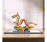 Gase acrílico transparente para Le-go 80112 Modelo Año del Dragón, caja transparente, caja de almacenamiento, caja expositora, compatible con modelo 80112 (solo vitrina) (acabado espejo-3 mm)