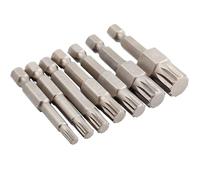 Gasea 7Pcs Puntas de Destornillador Torx de 12 Puntos, Puntas de Seguridad para Destornillador, Juego de puntas Destornillador Largo de 50mm, puntas hexagonales Torx 1/4'', M4-M12