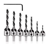 Gasea Juego de Brocas Avellanadoras HSS para Carpintería, 7Pcs Herramienta de Chaflán para Madera 3mm-10mm con Llave Hexagonal y Recubrimiento de Titanio