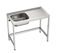GASFRIT Fregadero Industrial Acero Inoxidable | 1 Seno con Escurridor | 800x500x850 mm | Acabado Pulido Satinado | Ideal Hostelería, Barra y Cocina Profesional