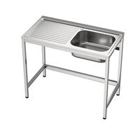 GASFRIT Fregadero Industrial Acero Inoxidable | 1 Seno con Escurridor | 800x500x850 mm | Acabado Pulido Satinado | Ideal Hostelería, Barra y Cocina Profesional (Derecha, Sin grifo)