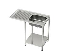 GASFRIT Fregadero Industrial Acero inoxidable con Hueco para Lavavasos, 1 Seno con Escurridor, 1000x500x850 mm, Balda Inferior y Patas Regulables para Hostelería (Derecha, Sin grifo)