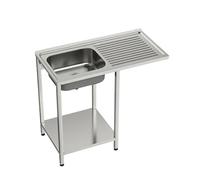 GASFRIT Fregadero Industrial Acero inoxidable con Hueco para Lavavasos, 1 Seno con Escurridor, 1000x500x850 mm, Balda Inferior y Patas Regulables para Hostelería (Izquierda, Sin grifo)