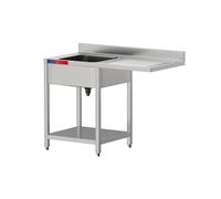 GASFRIT Fregadero Industrial con Hueco para Lavavasos en Acero Inoxidable | 1 Seno con Escurridor | 1200x600x850mm | Balda inferior, Peto Sanitario y Patas Regulables, Ideal Hostelería y Restauración