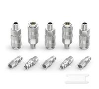 GASHER 10 piezas 1/4 Inch Air Line Connectors, 1/4" BSP Male Thread Euro Airline Hose Compressor Fittings, Quick Connect Air Coupler Air Hose Fittings,Air Coupler & Air Plug Kit