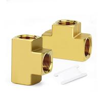 GASHER 2 pieza 3ways Brass Barstock, 1/4" x 1/4" x 1/4" BSP Female Pipe Fittings Tee GO-475S