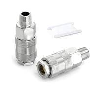 GASHER 2 piezas 1/4 Inch Air Line Connectors, 1/4" BSP Male Thread Euro Airline Hose Compressor Fittings, Quick Connect Air Coupler Air Hose Fittings,Air Coupler