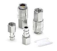 GASHER 4 piezas 1/4 Inch Air Line Connectors, 1/4" BSP Female Thread Euro Airline Hose Compressor Fittings, Quick Connect Air Coupler Air Hose Fittings,Air Coupler & Air Plug Kit