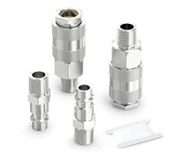 GASHER 4 piezas 1/4 Inch Air Line Connectors, 1/4" BSP Male Thread Euro Airline Hose Compressor Fittings, Quick Connect Air Coupler Air Hose Fittings,Air Coupler & Air Plug Kit