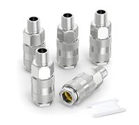 GASHER 5 piezas 1/4 Inch Air Line Connectors, 1/4" BSP Male Thread Euro Airline Hose Compressor Fittings, Quick Connect Air Coupler Air Hose Fittings,Air Coupler