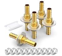 GASHER 5 piezas latón manguera de Barb Thru-Bulk pasamuros de 8mm a 8mm manguera de Barb, recto hexagonal de unión con 10 piezas abrazadera de manguera