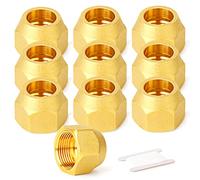 GASHER 5PCS de latón SAE 45 grados de abocardar el tubo de ajuste, 3/8" Tuerca Abocardar Aire Acondicionado Tubería de Cobre Extensión Butt tubo de cobre Tuerca Abocardar