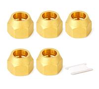 GASHER 5PCS de latón SAE 45 grados de abocardar el tubo de ajuste, 5/8" Tuerca Abocardar Aire Acondicionado Tubería de Cobre Extensión Butt tubo de cobre Tuerca Abocardar