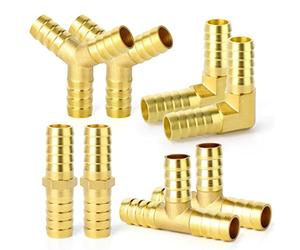 GASHER 8 Pezzi 4mm pollici ottone tubo Barb Set, 90 gradi L angolo retto gomito, Y-forma tubo dell'aria Barb, Tee tubo Barb, carburante/aria/acqua/olio/gas/WOG