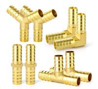 GASHER 8 Pezzi 8mm pollici ottone tubo Barb Set, 90 gradi L angolo retto gomito, Y-forma tubo dell'aria Barb, Tee tubo Barb, carburante/aria/acqua/olio/gas/WOG