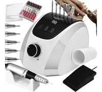 GASHIO® Fresa de uñas para uñas de gel, 65 W, lima de uñas eléctrica, juego de manicura y pedicura, fresa de uñas con cable, fresa de uñas con pedal de pie, máquina de uñas para uñas, 35,000 u/min