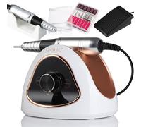 GASHIO® Fresa de uñas para uñas de gel, 68 W, profesional, lima de uñas eléctrica para uñas de gel, 45 000 rpm, con un juego de cortadores de galletas y pedal de pie, manicura y pedicura, juego
