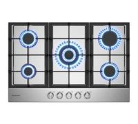 GASLAND GH2705SS1FC 76 cm Placa de Cocina de Gas Butano, Empotrable de acero inoxidable de 5 Fogones, Placa de gas empotrable autárquica, Encimera de gas de acero inoxidable con quemador Wok, 10,4 KW