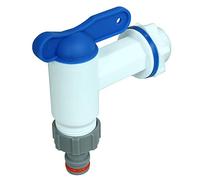 GASMIS - Grifo para barril de lluvia, plástico de repuesto, grifo para depósito de agua de lluvia, barril de lluvia, con junta, contratuerca y conexión de grifo, 26,44 mm, color blanco