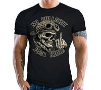 Gasoline Bandit Camiseta de motorista para hombre, diseño de moto Just Ride, Negro , M