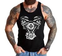 Gasoline Bandit Camiseta original de motorista para hombre: Camiseta sin mangas: V-Twin Skull - Para motociclistas, Negro , M