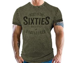 Gasoline Bandit Original Biker Racer - Camiseta para hombre con texto en inglés "Born in The Sixties", estilo retro vintage, Oliva lavada 60s, L