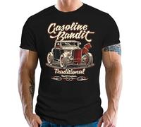 GASOLINE BANDIT Rockabilly Hot-Rod Racer - Camiseta para hombre con diseño original, Negro , XXXXL