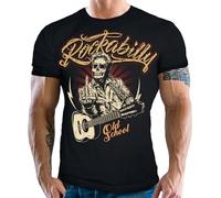 Gasoline Bandit Rockabilly: Old School - Camiseta grande impresa, Negro , L