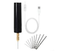 Gastagrav Juego de taladro eléctrico con 13 brocas, portabrocas de cambio rápido de 0,7-1,2 mm y cuerpo de aluminio para resina, madera, arcilla polimérica, joyas, papel, metal, proyectos (negro)