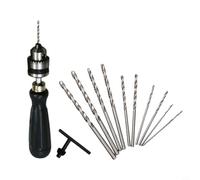 Gastagrav Taladro manual sin llave, cuerpo de aleación de aluminio de 0.6 a 6 mm, para fabricación de modelos de madera PCB, plástico, metal, manualidades, con juego de 10 brocas de carburo (10 brocas