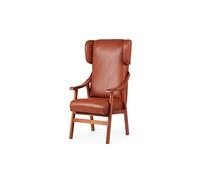 Gasten a gusto Silla con Brazos y apoya-Cabeza. Madera Cereza (Medidas: 117 * 69 * 57 cm) Tela Antimanchas: para Personas Mayores o geriátrico. (Polipiel Marrón)