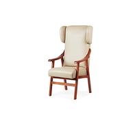 Gasten a gusto Silla con Brazos y apoya-Cabeza. Madera Cereza (Medidas: 117 * 69 * 57 cm) Tela Antimanchas: para Personas Mayores o geriátrico. (Polipiel Beige)