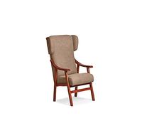 Gasten a Gusto Silla con Brazos y Orejas apoya-Cabeza. Madera Color: Cerezo (Medidas: 117 * 69 * 57 cm) Tela Antimanchas: para Personas Mayores o geriátrico. Prótesis de Cadera. Tostado, Beige