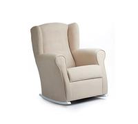 Gasten a gusto Sillonea - Sillón Lactancia Roma, Usado para amamantar/Dar el Pecho. Butaca balancín para habitación del Bebe. Medida: 100x74x77 cm. Tapizado con Tela Antimanchas. [Beige, Blanco]