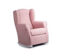 Gasten a gusto Sillonea - Sillón Lactancia Roma, Usado para amamantar/Dar el Pecho. Butaca balancín para habitación del Bebe. Medida: 100x74x77 cm. Tapizado con Tela Antimanchas. [Rosa, Blanco]