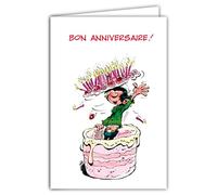 Gaston Lagaffe glct-0110 tarjeta de cumpleaños con motivo Pastel Velas Bisous corazones