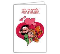 Gaston Lagaffe glct-0130 tarjeta boda con diseño vive les Mariés/felicitación/felicidad/corazón/amor